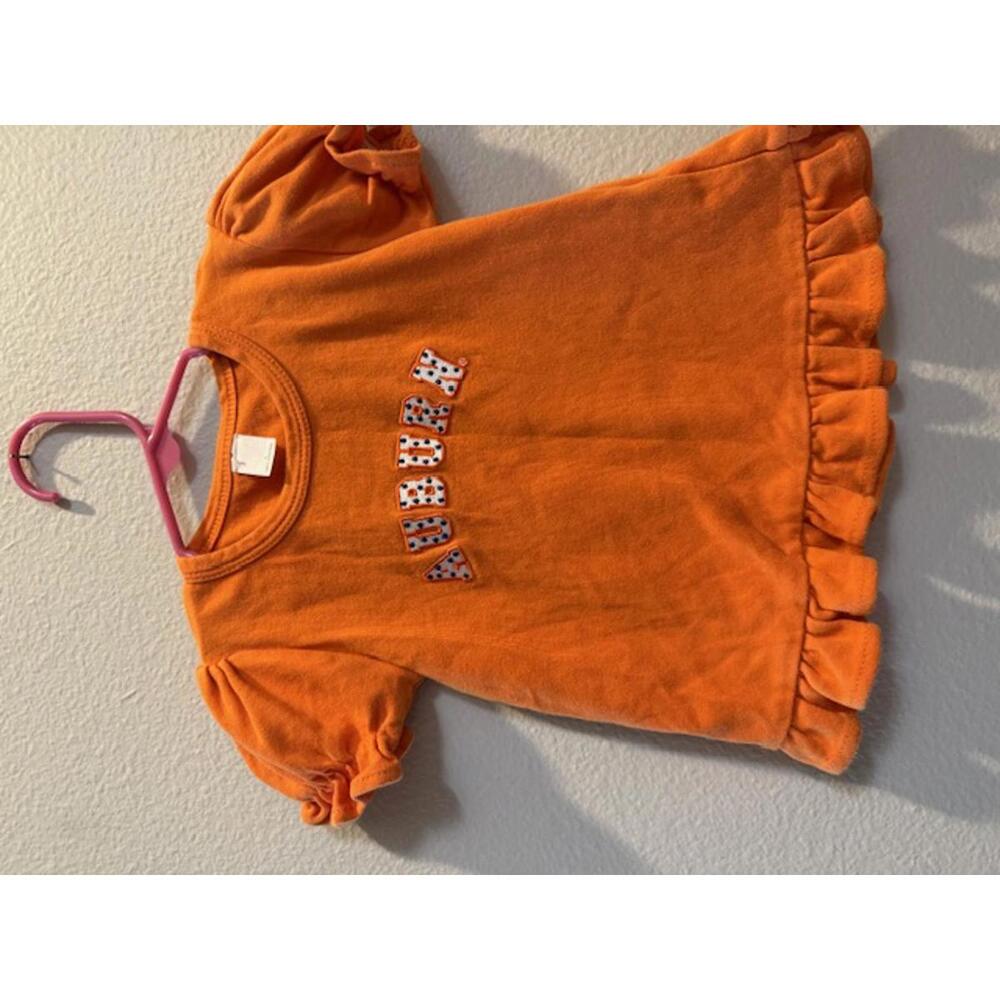 Auburn Tiger College Orange Ruffle T-Shirt for Kids - Size 2